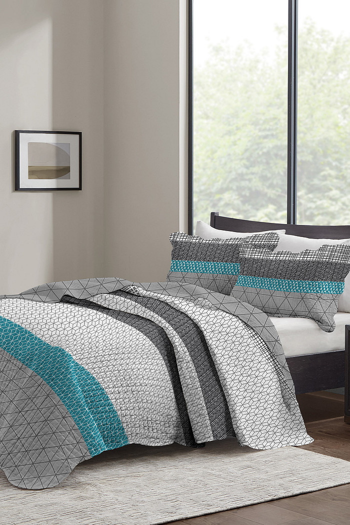 Kit Cobre Leito Colcha King 3 Peças Boutis Estampada Dupla Face -  Bristol