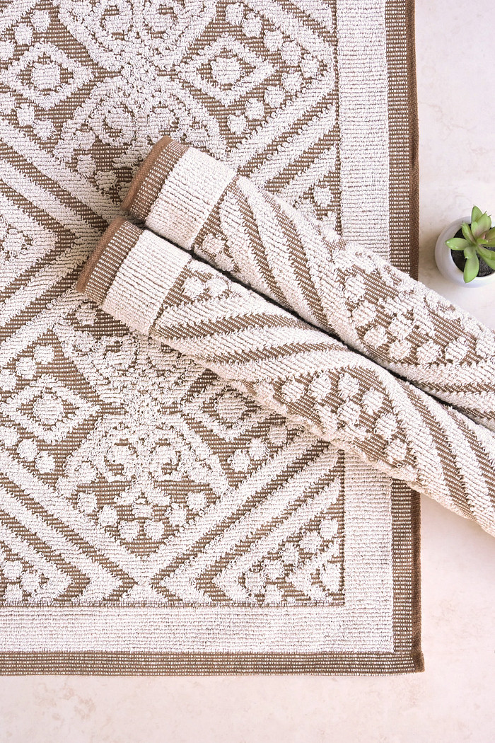 Jogo de Tapete Passadeira 3 Peças Giardino Caramelo