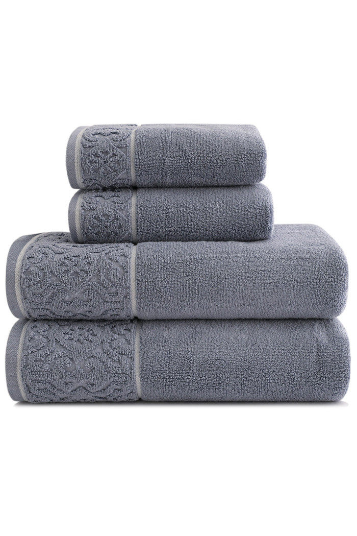 Jogo de Toalha Banhão 500g 4 peças Super Soft Zero Twist Arabesco - Azul