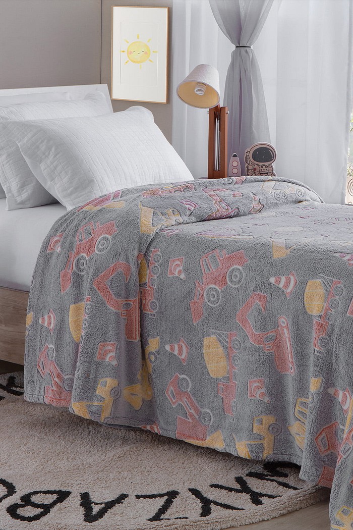 Manta Infantil Solteiro Microfibra Soft Brilha no Escuro - Construtor