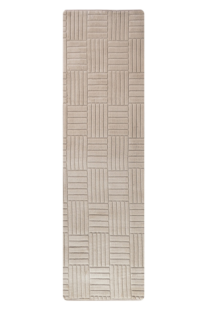 Tapete Passadeira Microfibra SuperSoft Pequim 60x200 - Grid Bege