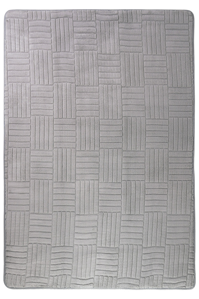 Tapete Passadeira Microfibra SuperSoft Pequim 100x140 - Grid Cinza