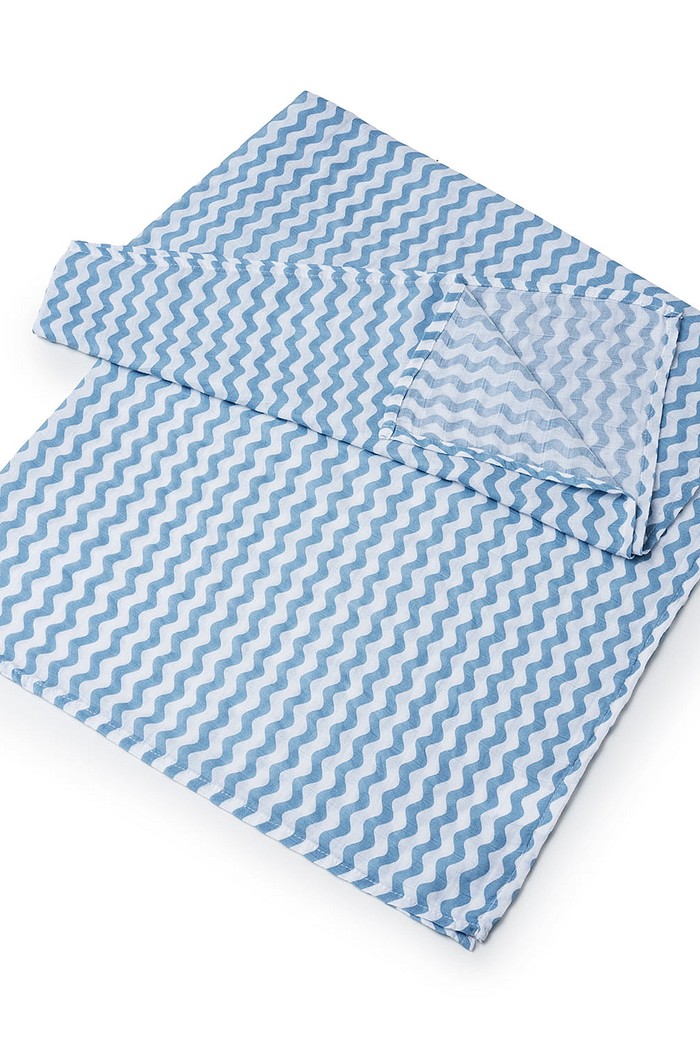 Manta Estilo Fralda Brisa para Bebês - Ondas Azul