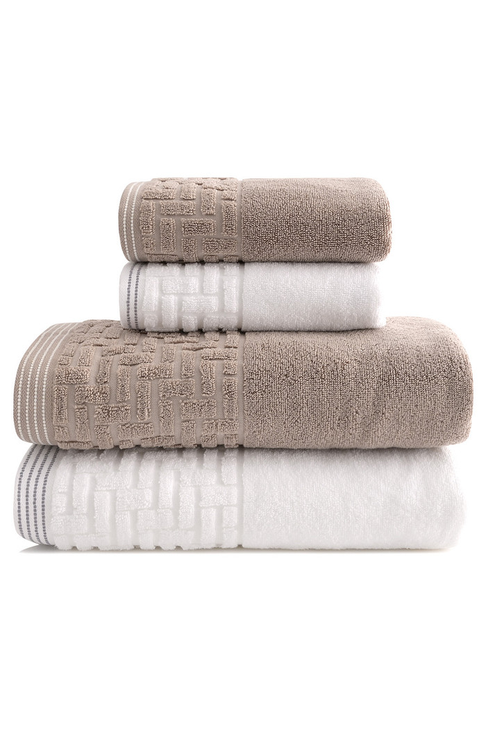 Jogo de Toalha Banhão 500g 4 peças Super Soft Zero Twist Greco - Branco e Bege
