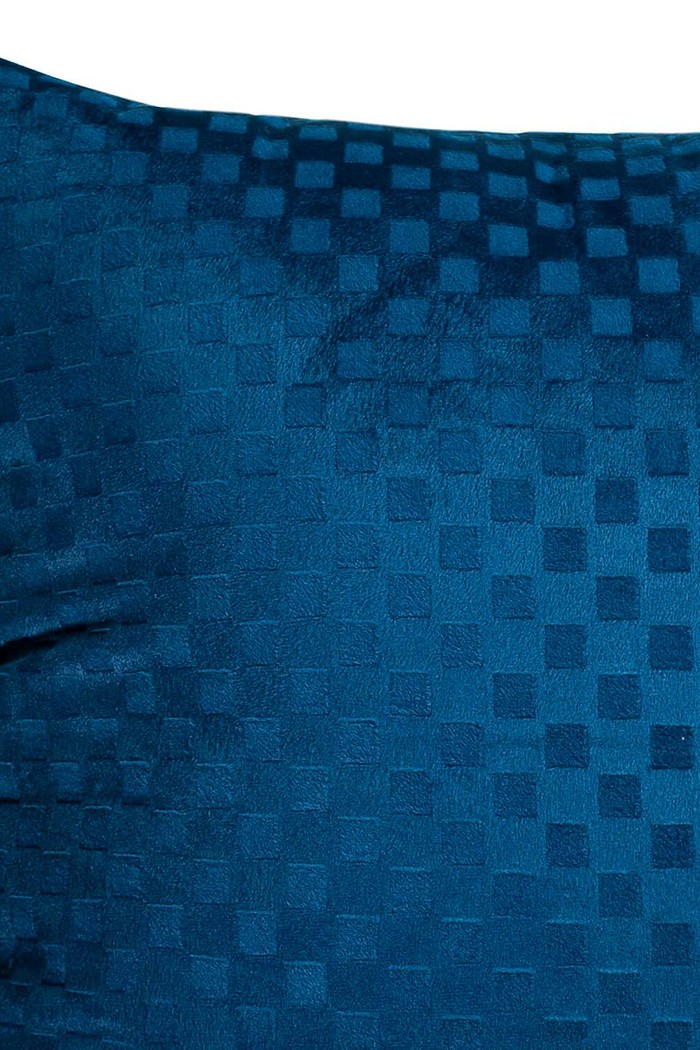 Capa de Almofada Veludo Liso Texturizada Xadrez 45cm x 45cm - Azul