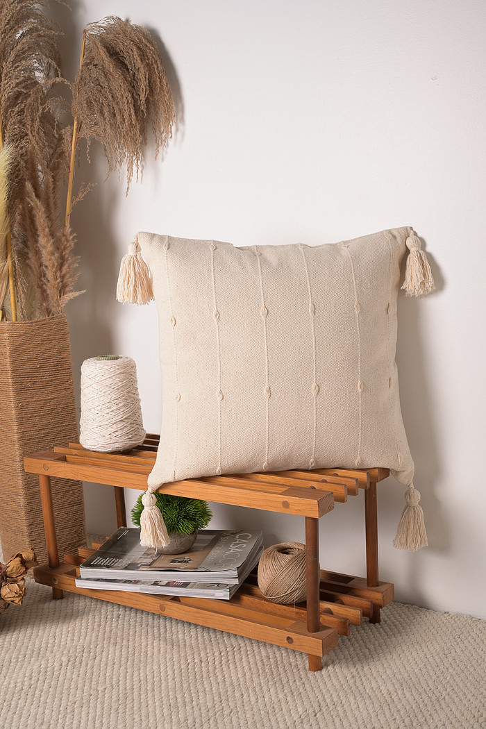 Capa de Almofada Jamal Cru com Pompom