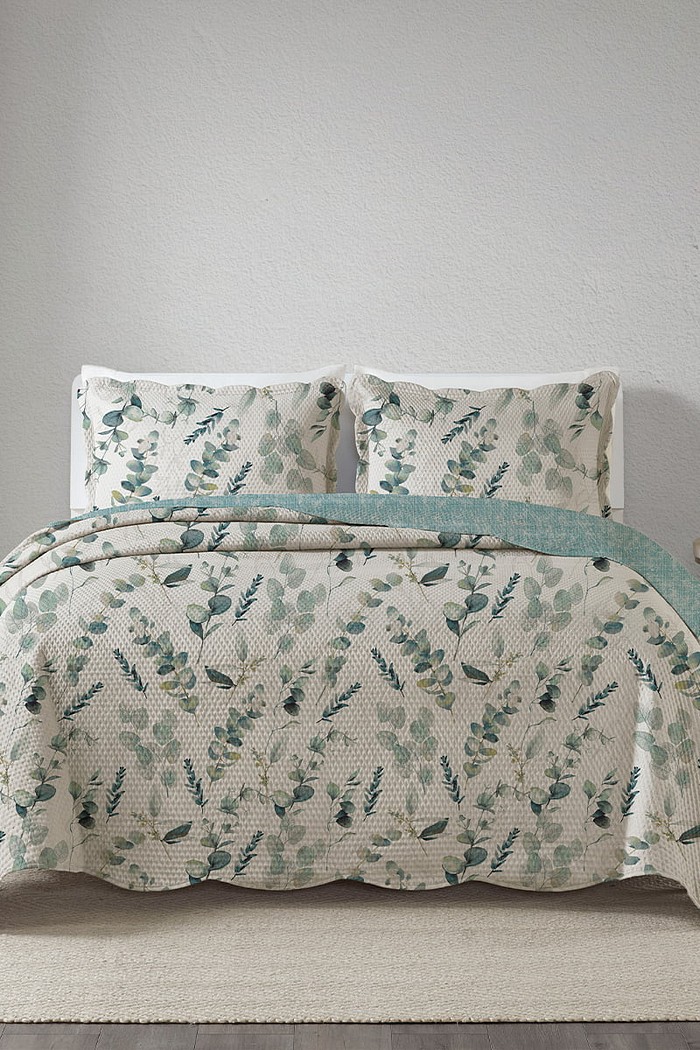 Kit Cobre Leito Colcha Queen 3 Peças Bouti Microfibra Estampada - Daphne