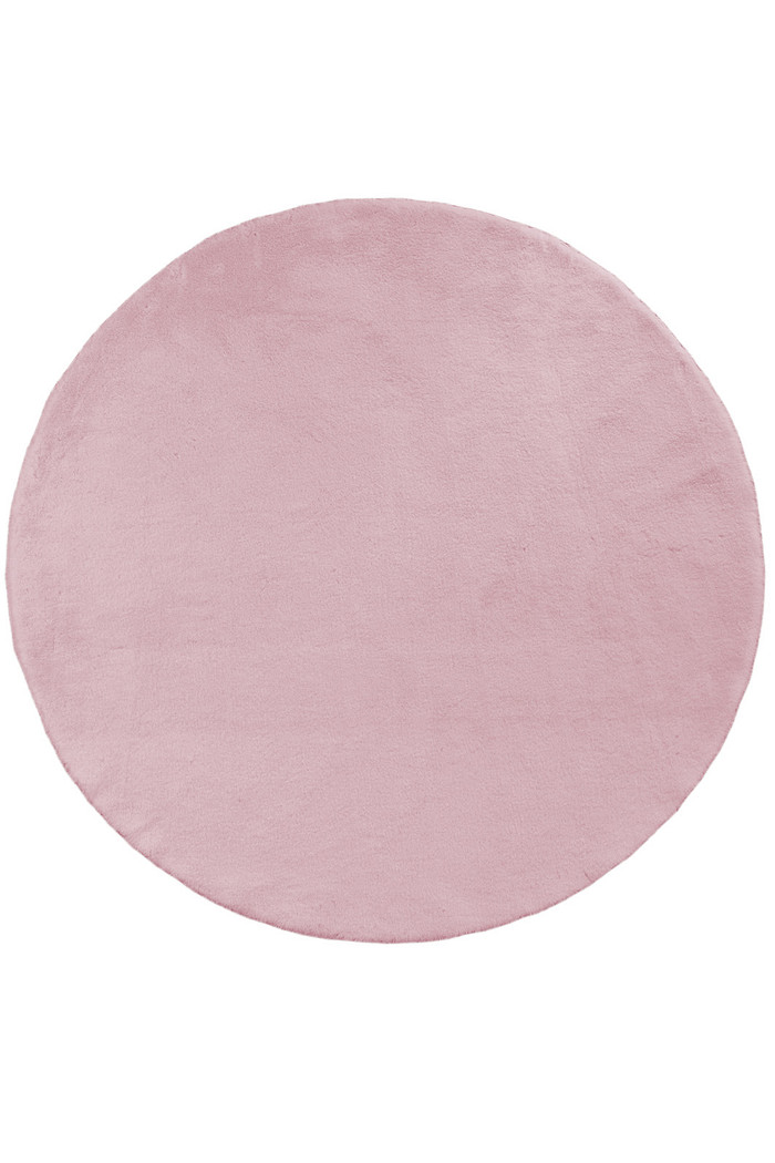 Tapete Peludo Ultra Macio Pele de Coelho Antiderrapante Rosa Redondo 2,0m