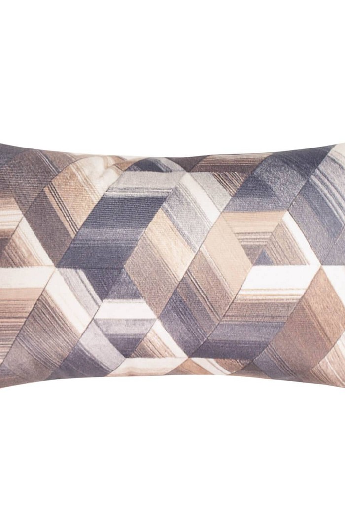 Capa de Almofada Baguete Suede Veludo Geométrica 25cm x 42cm - Marrom
