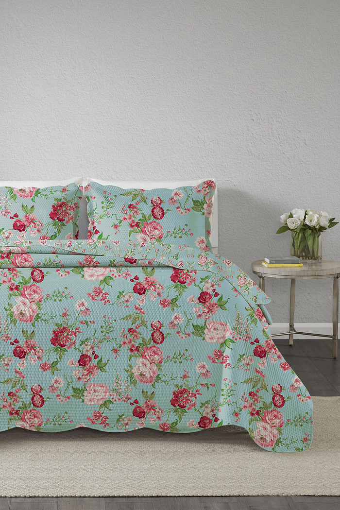 Kit Cobre Leito Colcha Queen 3 Peças Bouti Microfibra Estampada - Eloise