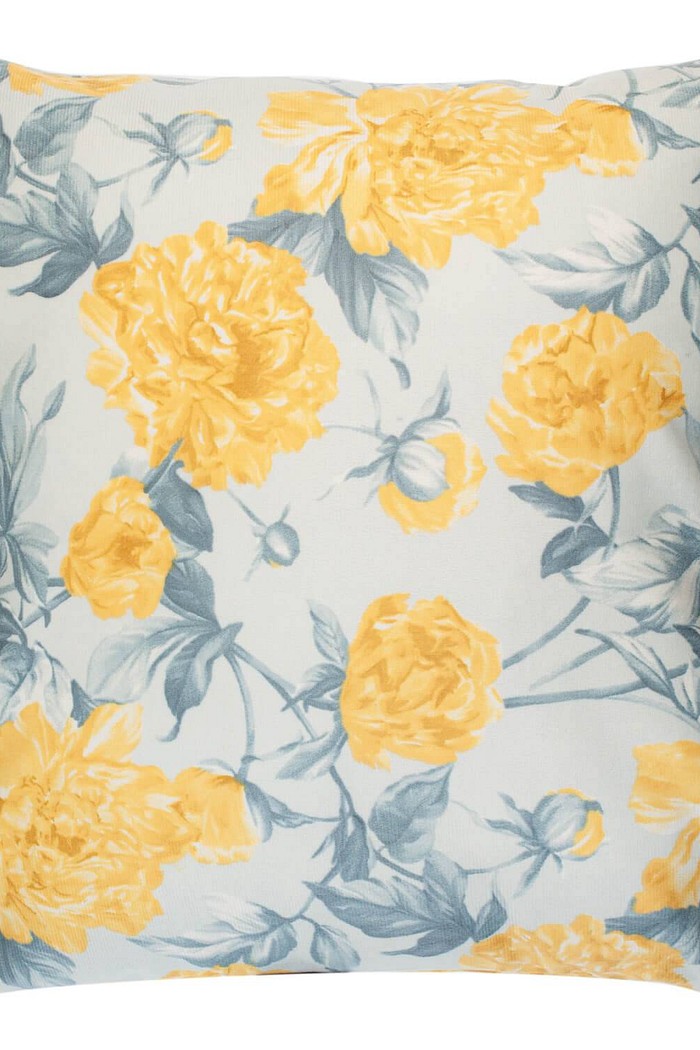 Capa de Almofada Suede Floral Amarelo 45cm x 45cm