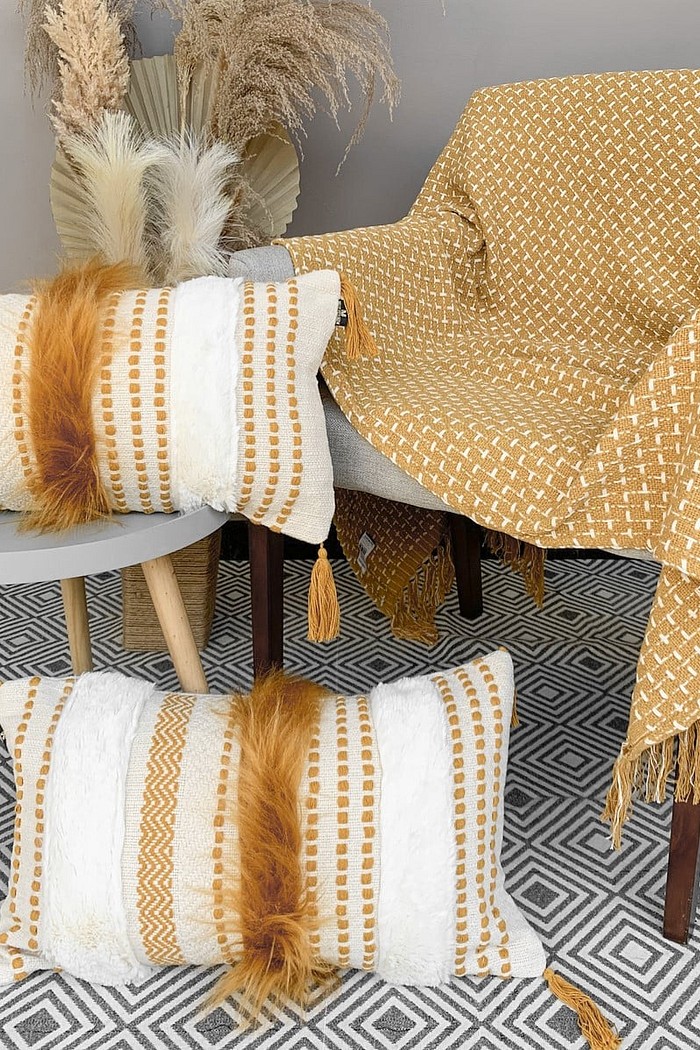 Capa de Almofada Baguete Valence Mostarda 35cm x 55cm