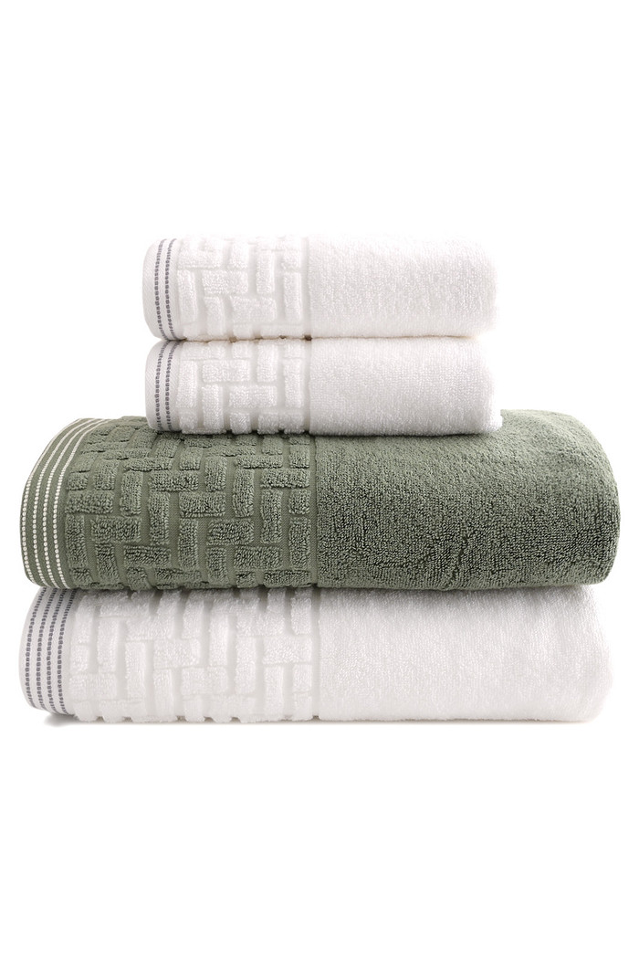 Jogo de Toalha Banhão 500g 4 peças Super Soft Zero Twist Greco - Branco e Verde