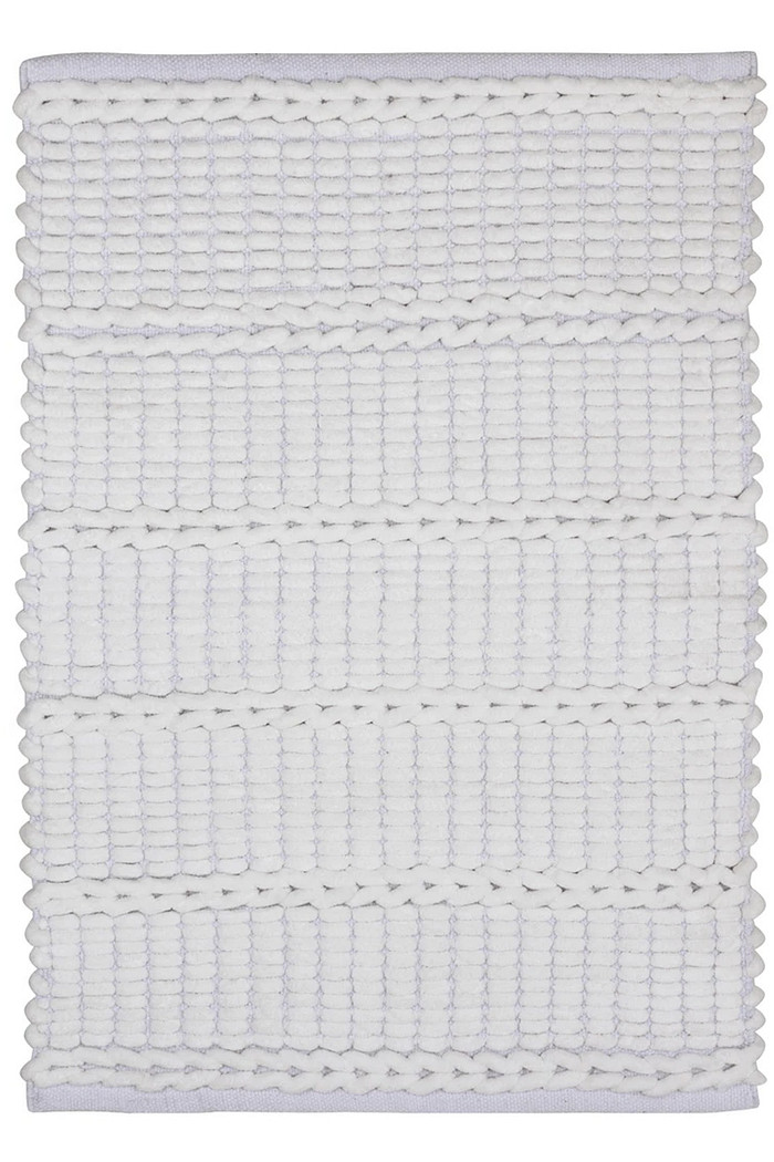 Tapete Antiderrapante Indiano Feito a Mão com Chenille Caribe - Branco 90x60