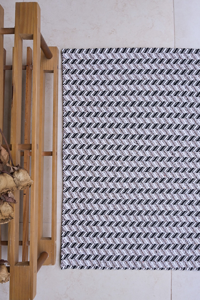 Tapete Avulso 45x65 Algodão Persa Preto Mesclado