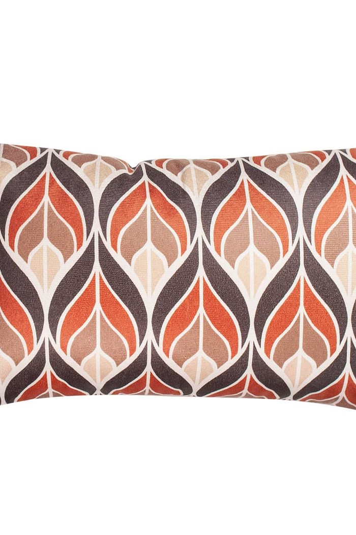 Capa de Almofada Baguete Suede Veludo Folha Marrom 25cm x 42cm