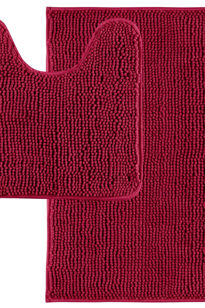 Jogo de Tapete Banheiro Bolinha em Microfibra Antiderrapante 2 peças Pink