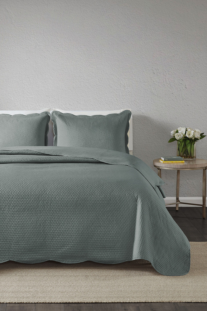 Kit Cobre leito Colcha Solteiro 2 Peças Bouti Microfibra Dots - Cinza