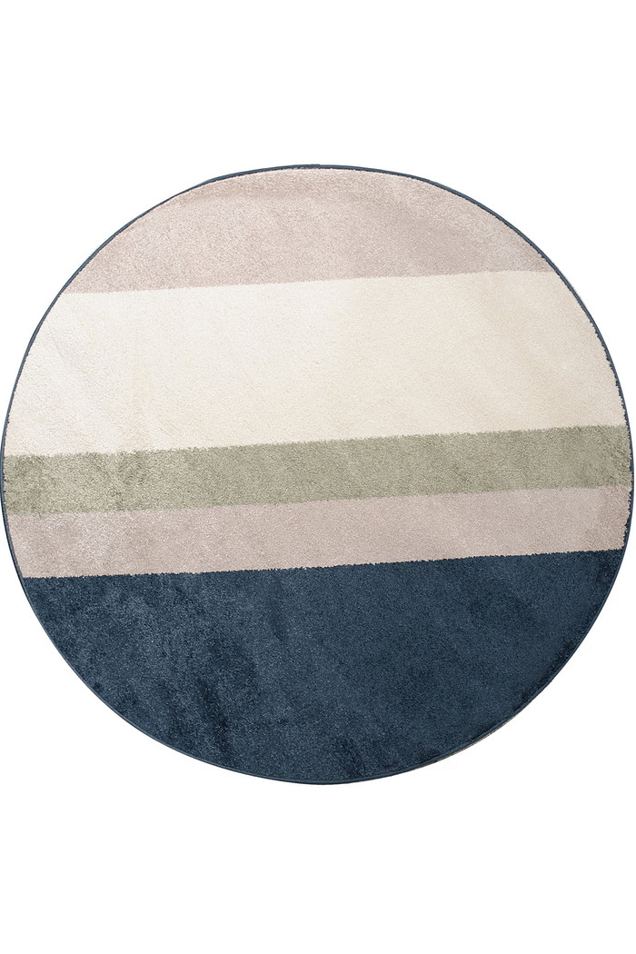 Tapete para Sala Essenciais Listrado Azul Redondo 2,0M