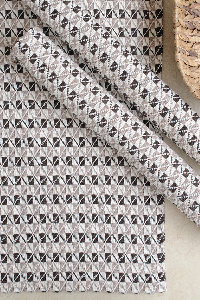 Kit de Cozinha 3 Peças Algodão Marrocos Marrom e Bege