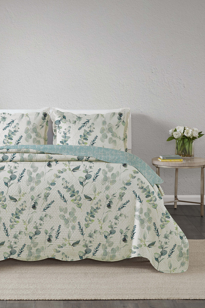 Kit Cobre Leito Colcha Solteiro 2 Peças Boutis Estampada Dupla Face - Daphne