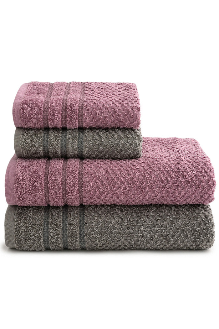 Jogo de Toalha Banhão 350g 4 peças Brisa - Cinza e Azaleia