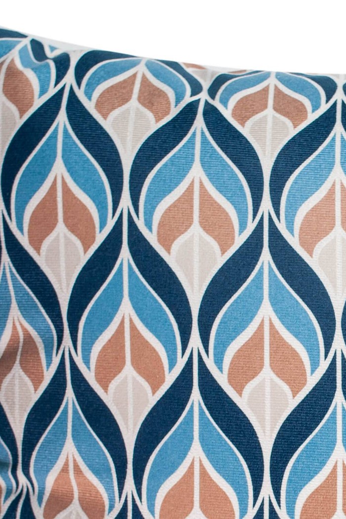 Capa de Almofada Suede Veludo Folha Azul 55cm x 55cm