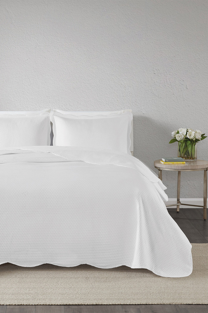 Kit Cobre leito Colcha Queen 3 Peças Bouti Microfibra Dots - Branco