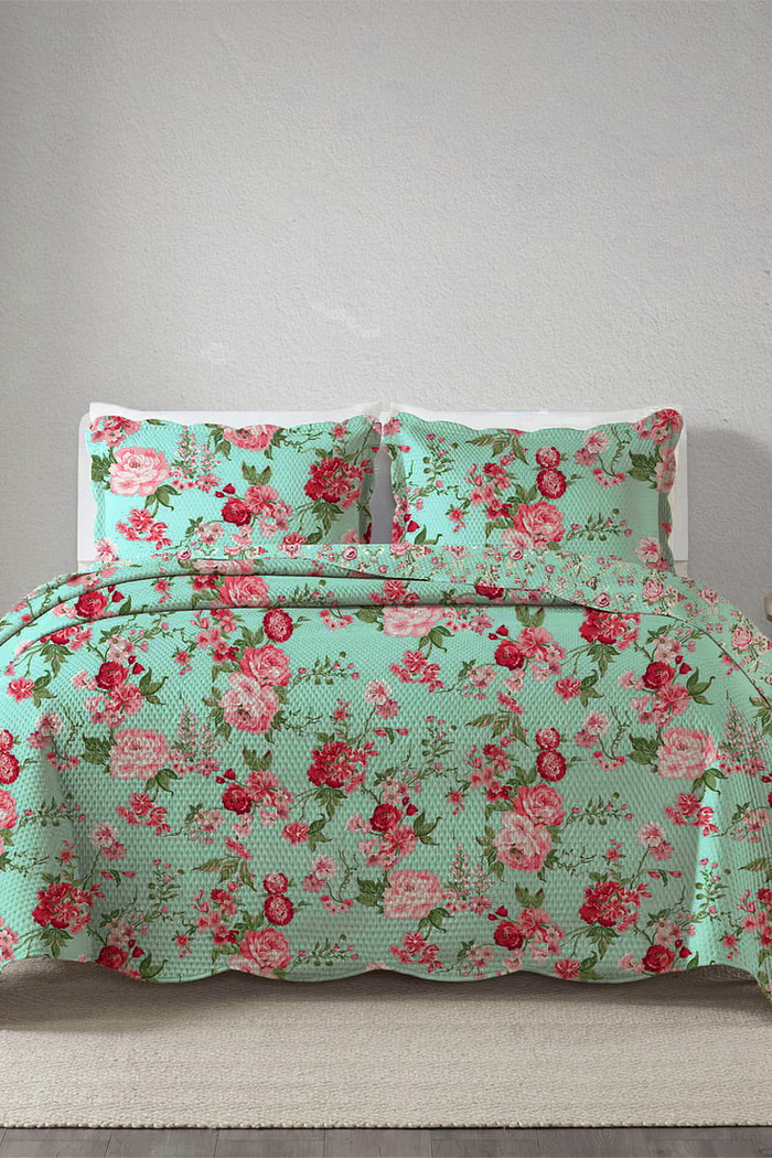 Kit Cobre Leito Colcha Queen 3 Peças Bouti Microfibra Estampada - Eloise