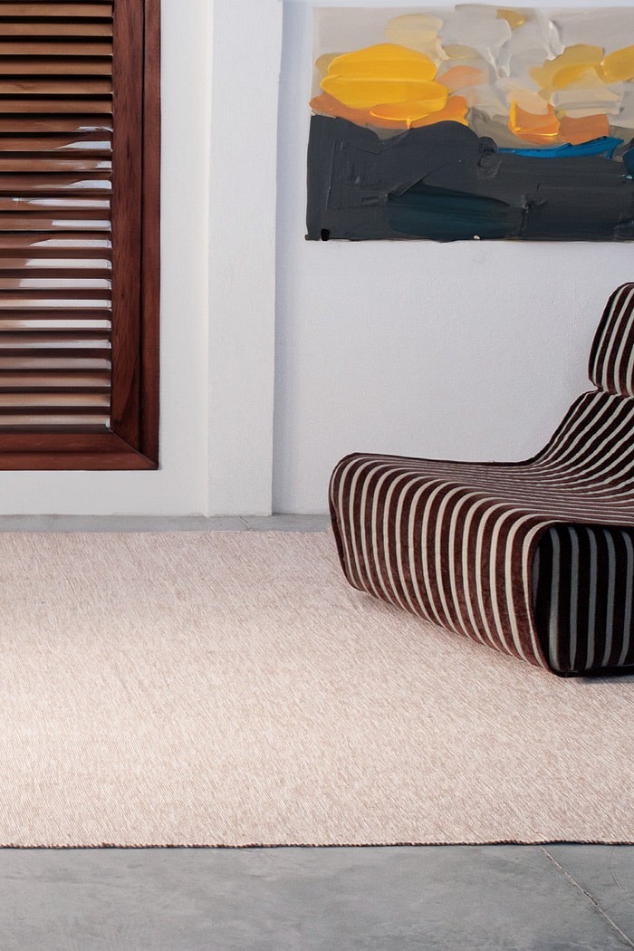 Tapete Artesanal Trama Basic para Sala Mesclado Caramelo 200x400