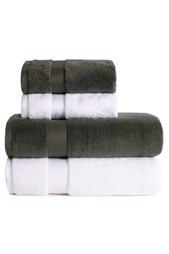 Jogo de Toalha Banhão 500g 4 peças Super Soft Zero Twist - Branco e Chumbo