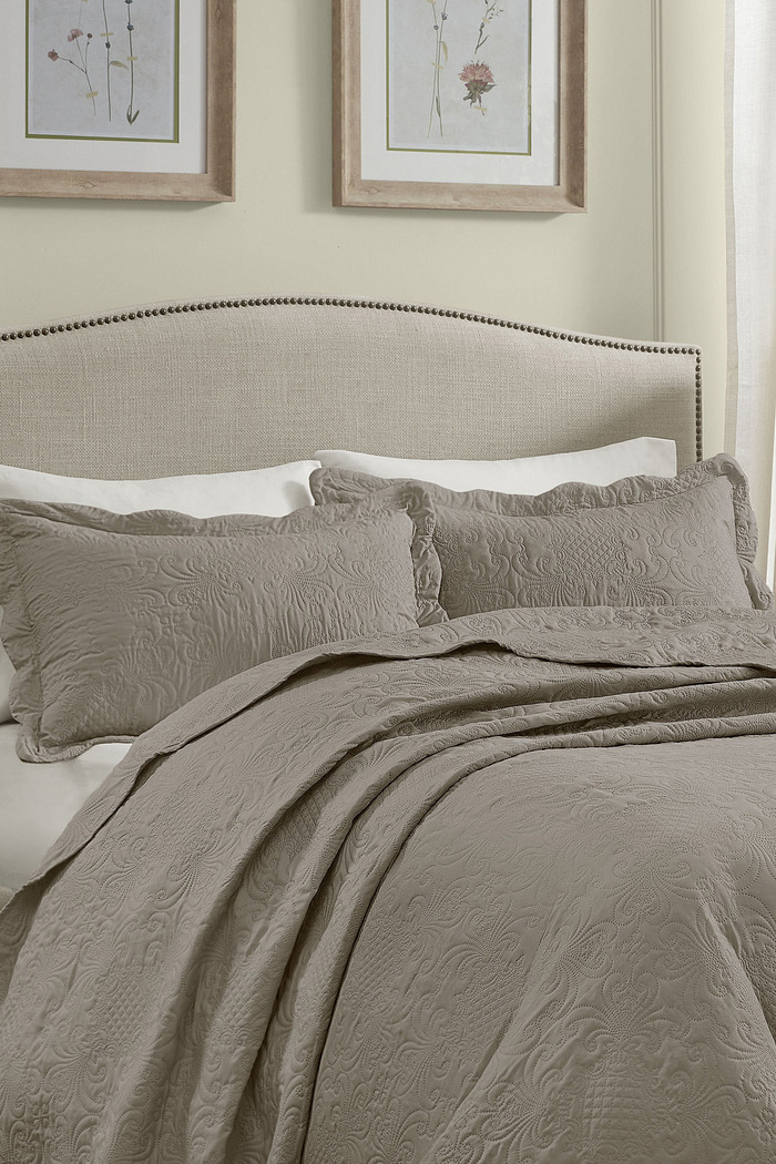 Kit 2 Porta Travesseiros Matelasse 150 Fios Microfibra 70x50cm com Aba Americana Splendor - Taupe