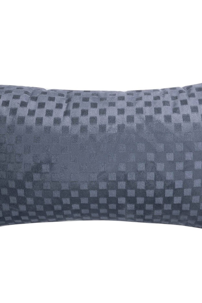 Capa de Almofada Baguete Veludo Liso Texturizada Xadrez 25cm x 42cm - Cinza