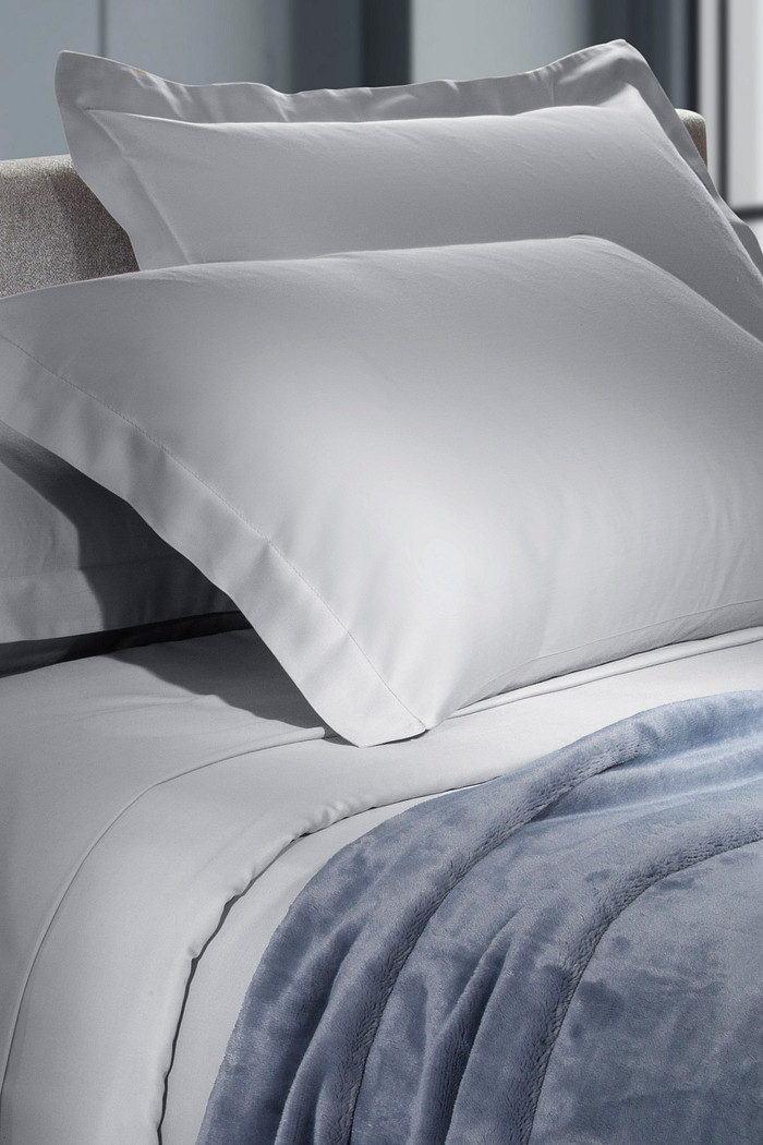 Jogo de Cama Solteiro Cetim 300 Fios 100% Algodão Cinza Medio