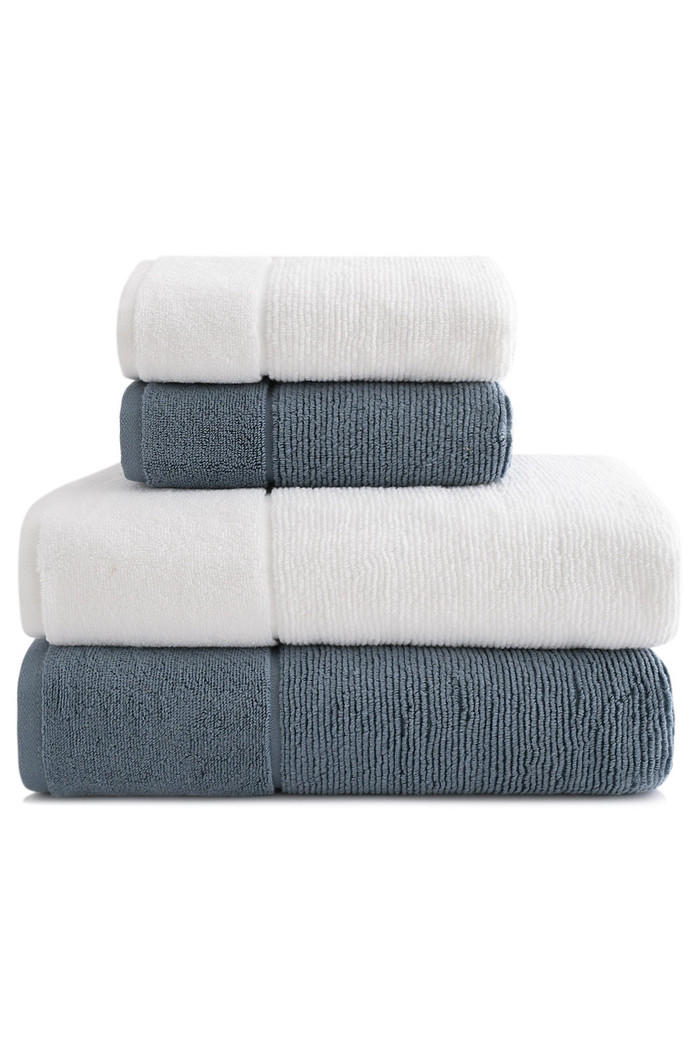 Jogo de Toalha Banho 500g 4 peças Super Soft Zero Twist Frapê - Branco e Azul