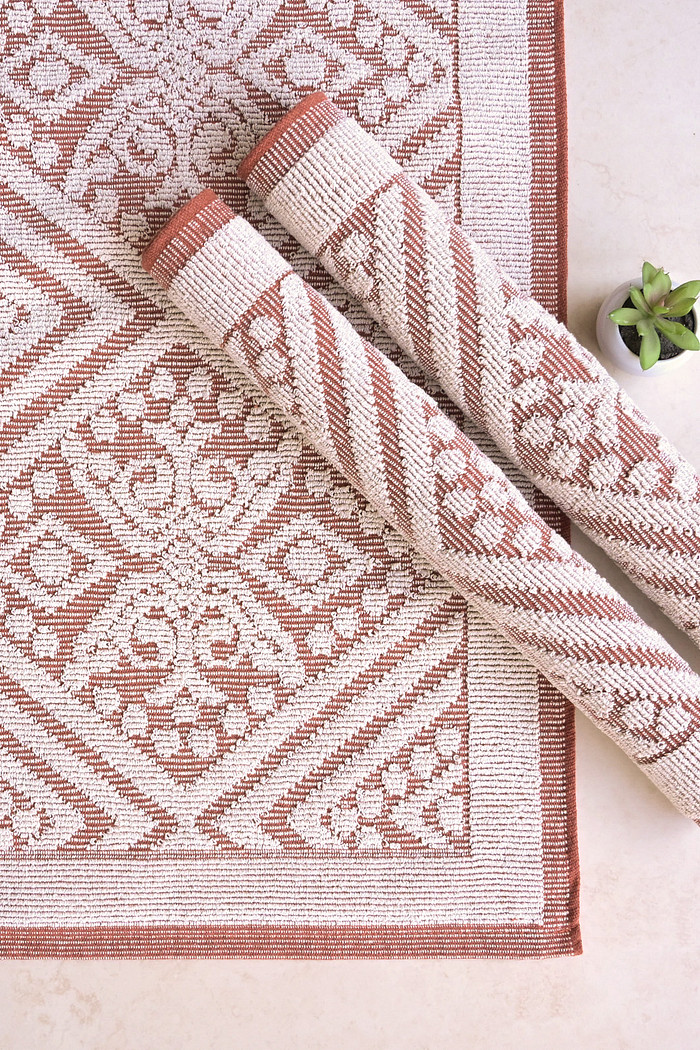 Jogo de Tapete Passadeira 3 Peças Giardino Terracota