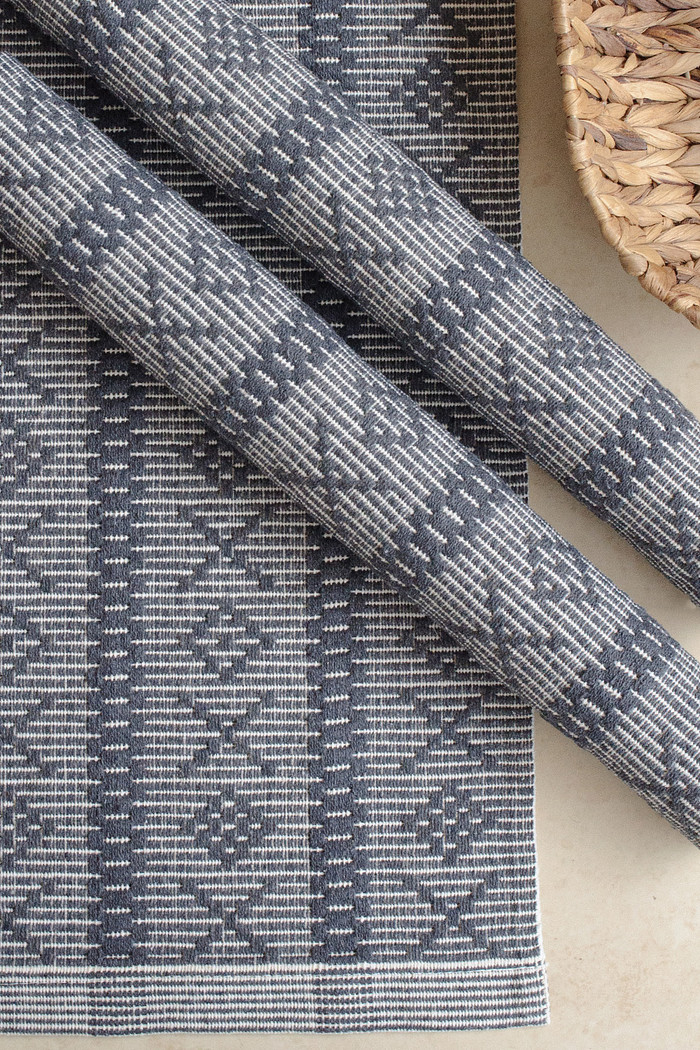 Jogo de Tapete Passadeira 3 Peças Algodão Veneza Chumbo