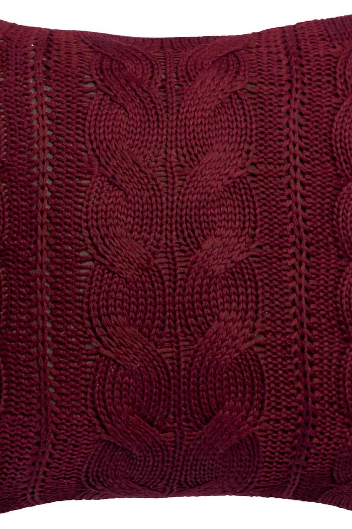 Capa de Almofada Tricot Trança Rosca Vermelho 45cm x 45cm