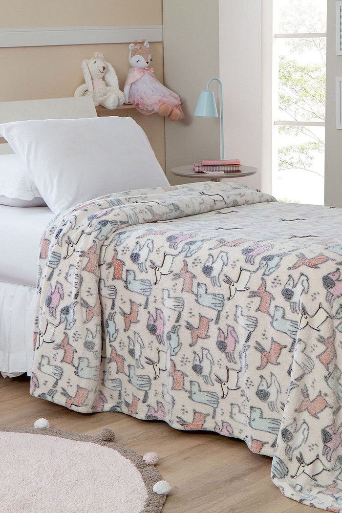 Manta Infantil Solteiro Microfibra Soft Brilha no Escuro - Pets