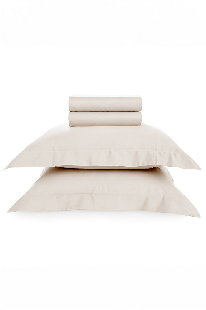 Jogo de Cama King 4 Peças 300 Fios Cetim 100% Algodão Marfim