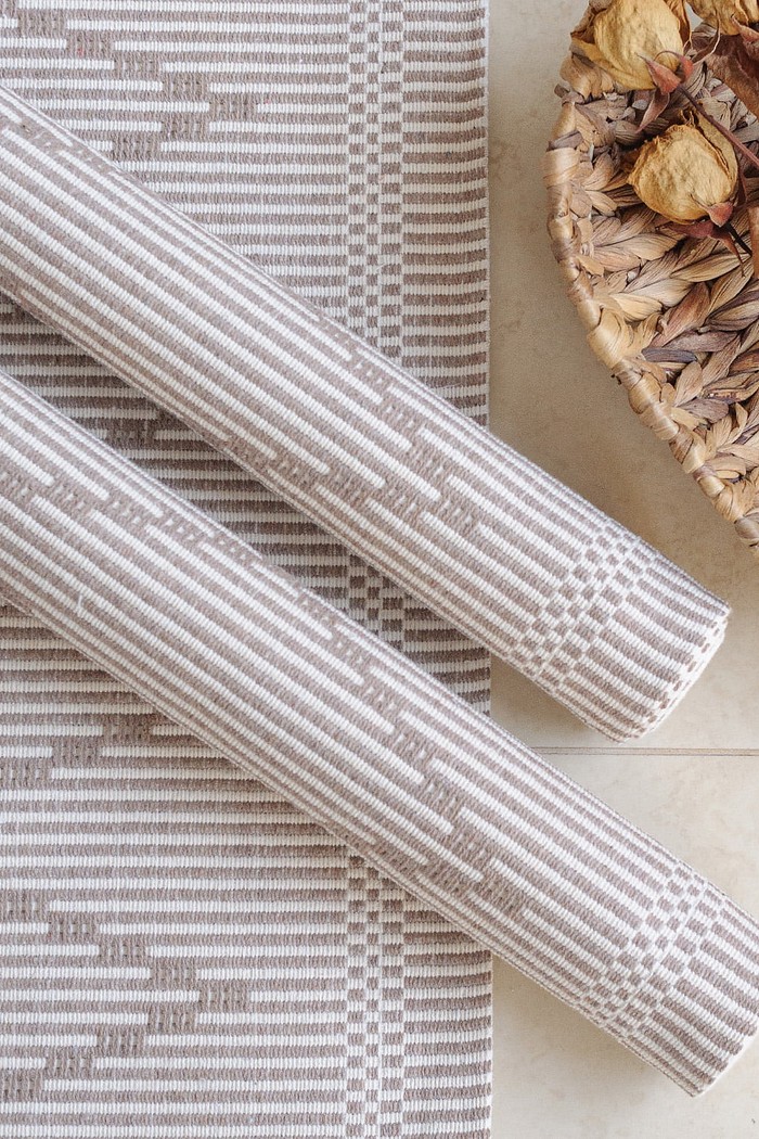 Jogo de Tapete 3 Peças Algodão Zurick Bege