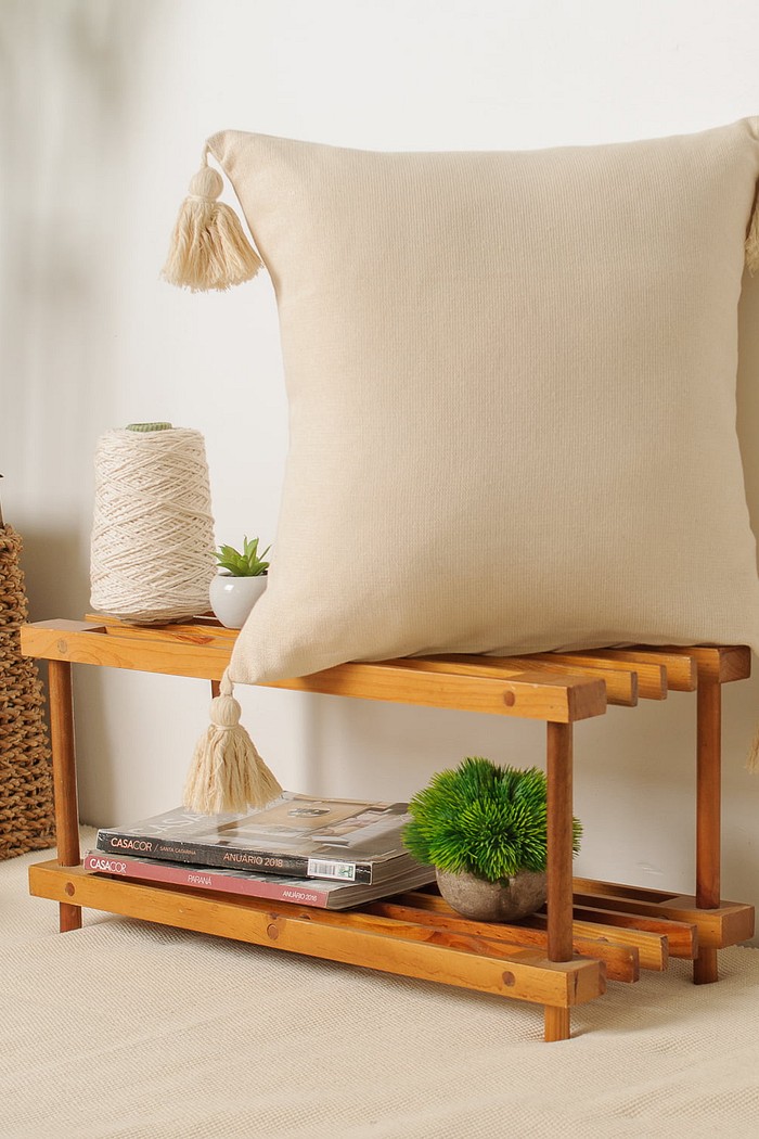 Capa de Almofada Algodão Pompom - Cru