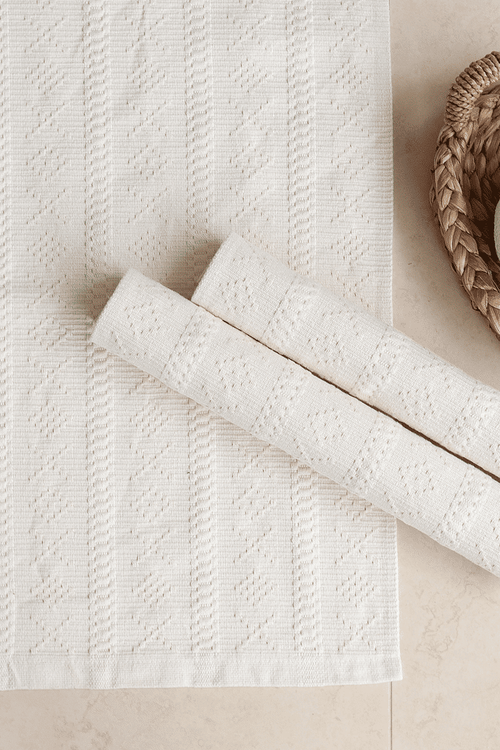 Jogo de Tapete Passadeira 3 Peças Algodão Veneza Cru