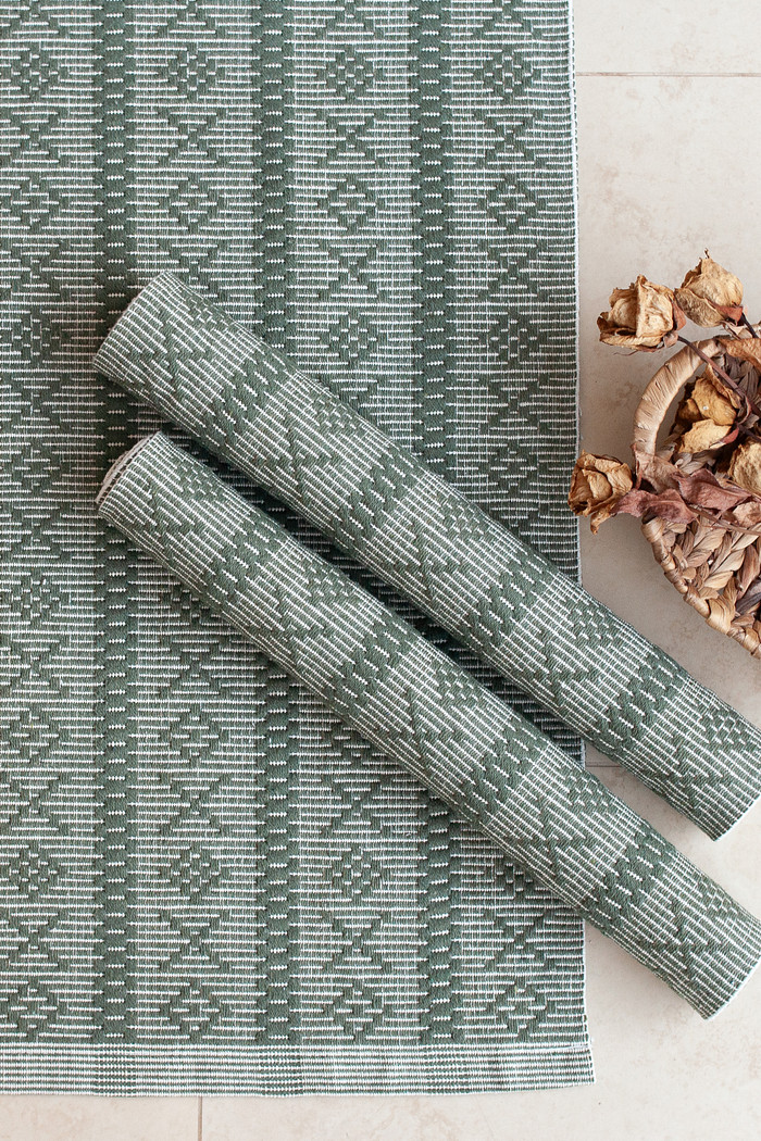 Foto do Jogo de Tapete Passadeira 3 Peças Algodão Veneza Verde