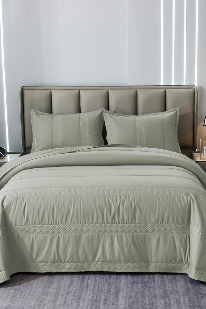 Kit Colcha King Essence 230 Fios Matelado Dupla Face 100% Algodão - Verde Pistache