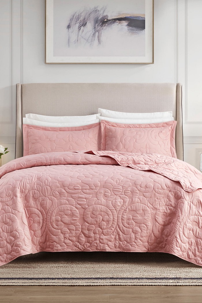 Kit Colcha King Golden Toque de Pessego Costurada - Rose