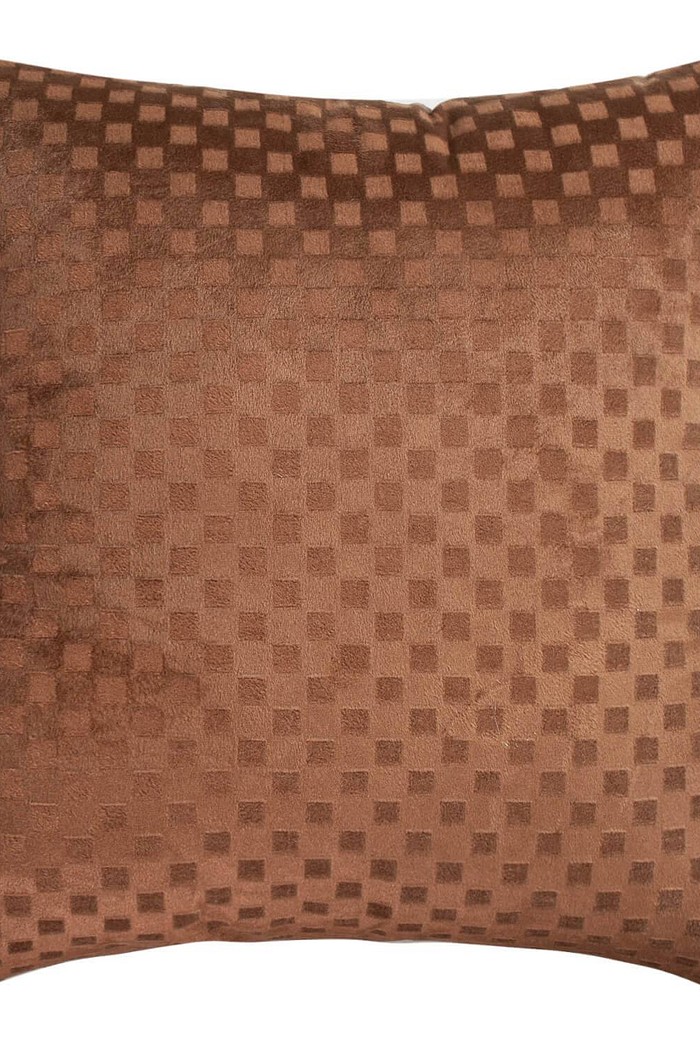 Capa de Almofada Veludo Liso Texturizada Xadrez 45cm x 45cm - Mostarda