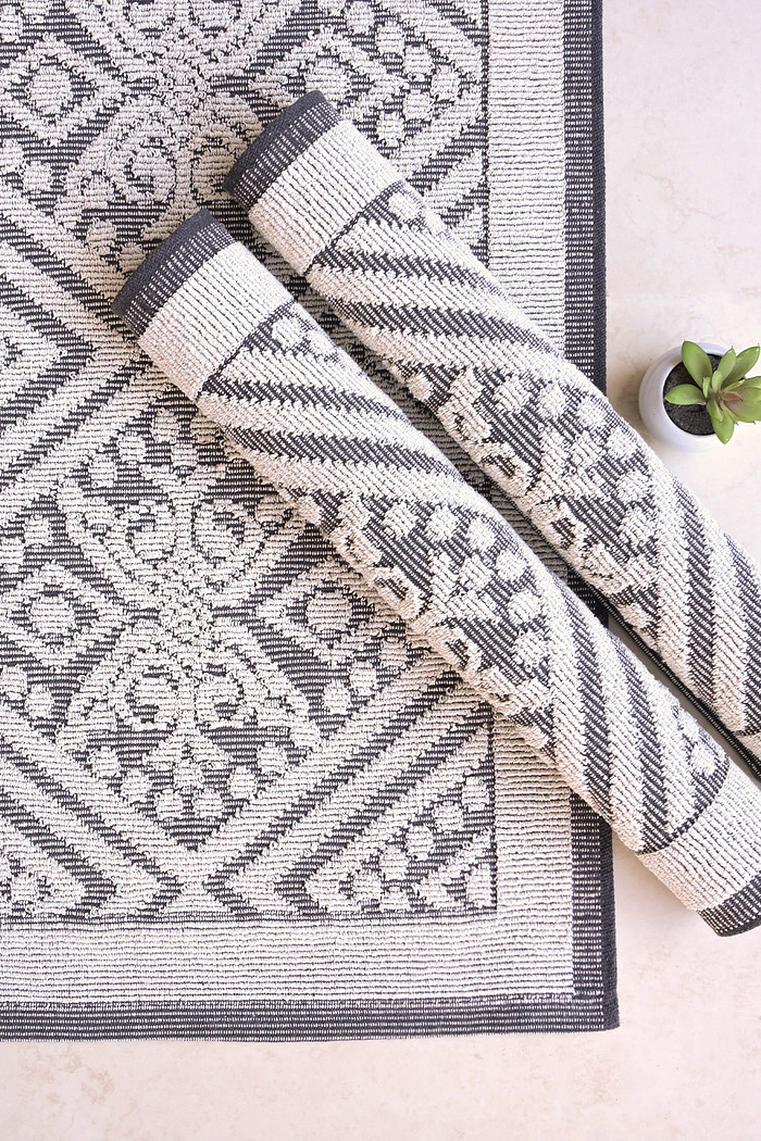 Jogo de Tapete Passadeira 3 Peças Giardino Chumbo