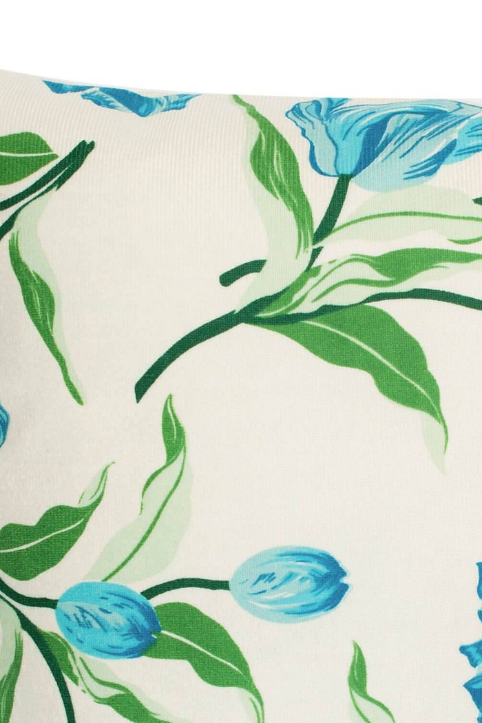 Capa de Almofada Suede Floral Azul 45cm x 45cm