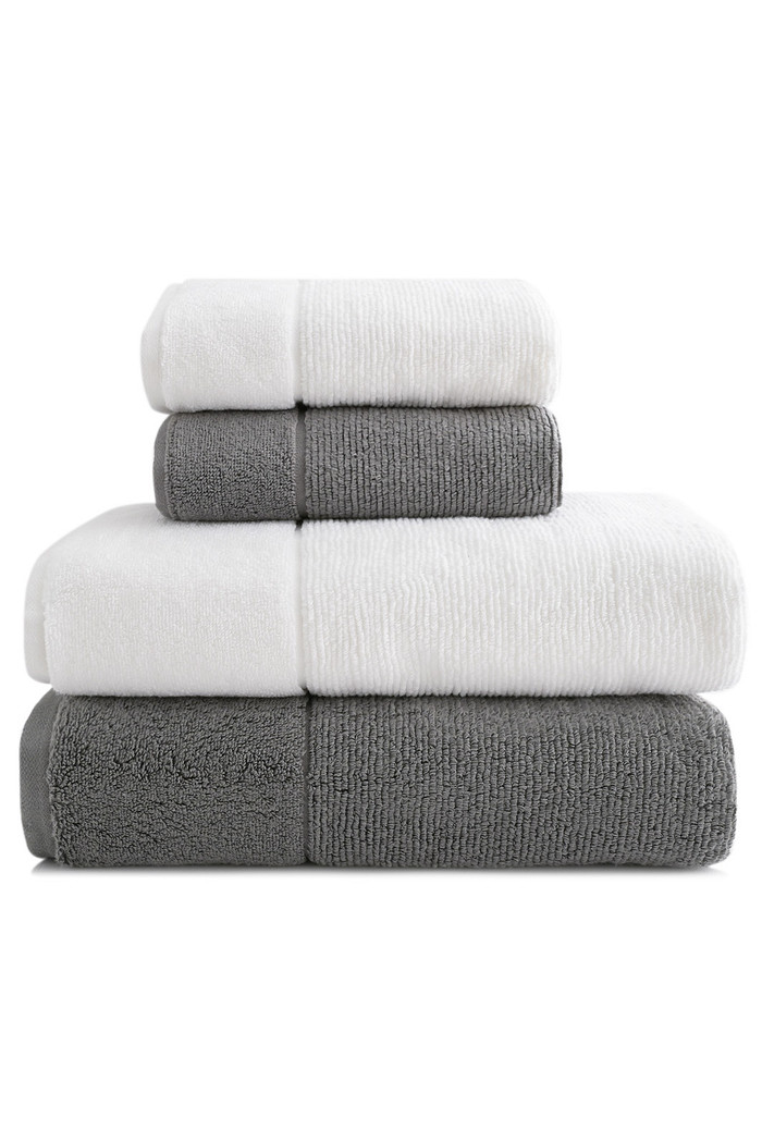 Jogo de Toalha Banho 500g 4 peças Super Soft Zero Twist Frapê - Branco e Cinza